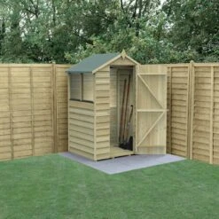 4' X 3' Forest 4Life 25yr Guarantee Overlap Pressure Treated Apex Wooden Shed (1.34m X 1m)