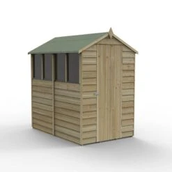 6' X 4' Forest 4Life 25yr Guarantee Overlap Pressure Treated Apex Wooden Shed - 4 Windows (1.89m X 1.34m) -Halls || Lifetime || Keter Sales opa464wmf 2