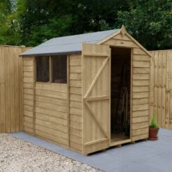 7' X 5' Forest 4Life 25yr Guarantee Overlap Pressure Treated Apex Wooden Shed (2.19m X 1.64m)