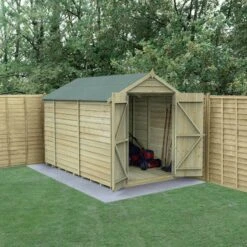 10' X 6' Forest 4Life 25yr Guarantee Overlap Pressure Treated Windowless Double Door Apex Wooden Shed (3.01m X 1.99m)