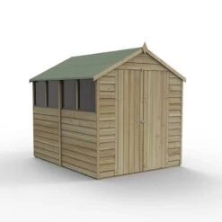 8' X 6' Forest 4Life 25yr Guarantee Overlap Pressure Treated Double Door Apex Wooden Shed - 4 Windows (2.43m X 1.99m) -Halls || Lifetime || Keter Sales opa68dd4wmf 2