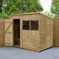 7' X 5' Forest 4Life 25yr Guarantee Overlap Pressure Treated Pent Wooden Shed (2.26m X 1.69m)