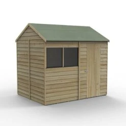 8' X 6' Forest 4Life 25yr Guarantee Overlap Pressure Treated Reverse Apex Wooden Shed (2.42m X 1.99m) -Halls || Lifetime || Keter Sales opr86m 2