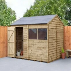 8' X 6' Forest 4Life 25yr Guarantee Overlap Pressure Treated Reverse Apex Wooden Shed (2.42m X 1.99m)