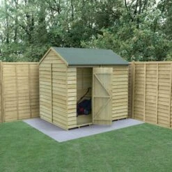 8' X 6' Forest 4Life 25yr Guarantee Overlap Pressure Treated Windowless Reverse Apex Wooden Shed (2.42m X 1.99m)