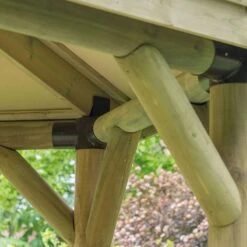 20'x15' (6x4.7m) Premium Oval Furnished Wooden Garden Gazebo With New England Cedar Roof - Seats Up To 27 People -Halls || Lifetime || Keter Sales pog6mnecin garden gazebo support 1 1