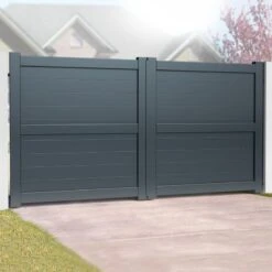 Exeter Premium Aluminium Driveway Double Gates - Grey