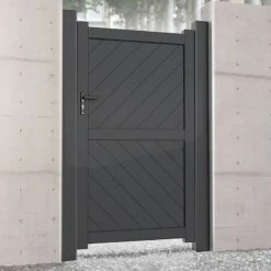Barnstaple Premium Aluminium Side Gate - Black -Halls || Lifetime || Keter Sales rmg003pgblack barnstaple premium aluminium pedestrian gate insitu1 min