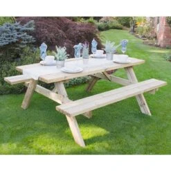 Forest Large Rectangular Wooden Garden Picnic Table 6'x5' (1.8x1.5m) -Halls || Lifetime || Keter Sales rpt177hd 1