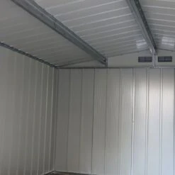 10' X 8' Sapphire Apex Anthracite Metal Shed (3.22m X 2.42m) -Halls || Lifetime || Keter Sales sapphire108anth 2021 sapphire apex metal shed 10x8 anthracite new look close up2 min