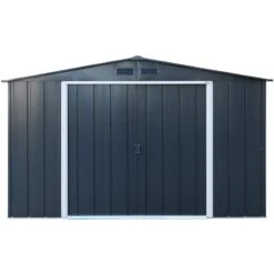 10' X 8' Sapphire Apex Anthracite Metal Shed (3.22m X 2.42m) -Halls || Lifetime || Keter Sales sapphire108anth 2021 sapphire apex metal shed 10x8 anthracite new look cutout1 min
