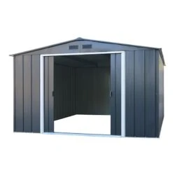 10' X 8' Sapphire Apex Anthracite Metal Shed (3.22m X 2.42m) -Halls || Lifetime || Keter Sales sapphire108anth 2021 sapphire apex metal shed 10x8 anthracite new look cutout5 min