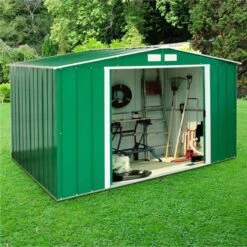 10' X 8' Sapphire Apex Green Metal Shed (3.22m X 2.42m)