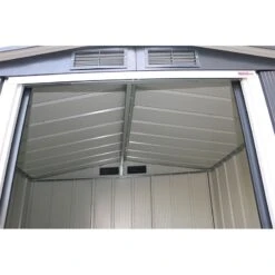 6' X 4' Sapphire Apex Anthracite Metal Shed (2.02m X 1.22m) -Halls || Lifetime || Keter Sales sapphire64anth 2021 sapphire apex metal shed 6x4 anthracite new look close up3 min