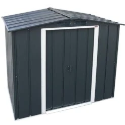 6' X 4' Sapphire Apex Anthracite Metal Shed (2.02m X 1.22m) -Halls || Lifetime || Keter Sales sapphire64anth 2021 sapphire apex metal shed 6x4 anthracite new look cutout4 min