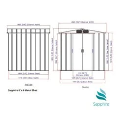 6' X 6' Sapphire Apex Green Metal Shed (2.02m X 1.82m) -Halls || Lifetime || Keter Sales sapphire66gn sapphire 6x6 green dimensions