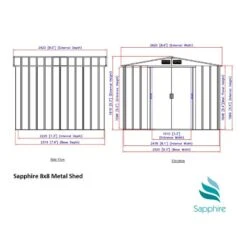 8' X 8' Sapphire Apex Anthracite Metal Shed (2.62m X 2.42m) 15 8' X 8' Sapphire Apex Anthracite Metal Shed (2.62m X 2.42m) -Halls || Lifetime || Keter Sales sapphire88ag sapphire 8x8 anthracite dimensions
