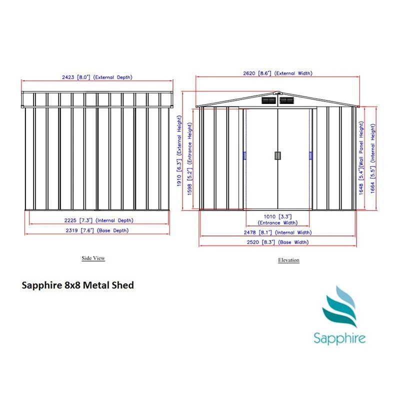 8' X 8' Sapphire Apex Anthracite Metal Shed (2.62m X 2.42m) 8 8' X 8' Sapphire Apex Anthracite Metal Shed (2.62m X 2.42m) - Image 8
