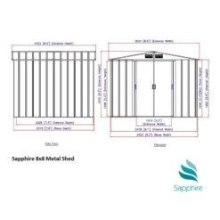 8' X 8' Sapphire Apex Green Metal Shed (2.62m X 2.42m) -Halls || Lifetime || Keter Sales sapphire88gn sapphire 8x8 green dimensions