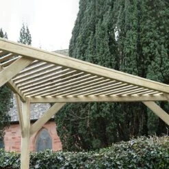 Forest Slatted Wooden Corner Pergola 9'7 X 4'9 (2.9m X 1.5m) -Halls || Lifetime || Keter Sales scp90 forest slatted corner pergola close up min 1