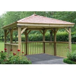 11'x11' (3.5x3.5m) Square Wooden Garden Gazebo With New England Cedar Roof