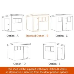 10' X 6' Traditional Heavy Duty Shiplap Pent Wooden Garden Shed (3.05m X 1.83m) 14 10' X 6' Traditional Heavy Duty Shiplap Pent Wooden Garden Shed (3.05m X 1.83m) -Halls || Lifetime || Keter Sales shedlands door position pehtra106peh tra108peh 1