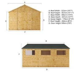 15' X 10' Mercia Shiplap Apex Workshop (4.5m X 3.2m) -Halls || Lifetime || Keter Sales si 001 004 0098 15x10 workshop drawing1 min