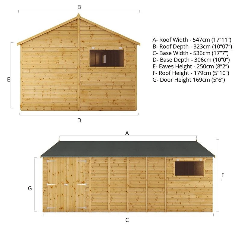 18' X 10' Mercia Shiplap Reverse Apex Workshop (5.4m X 3.2m) 3 18' X 10' Mercia Shiplap Reverse Apex Workshop (5.4m X 3.2m) - Image 3