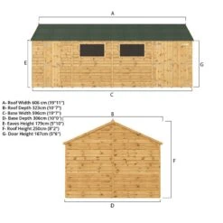 20' X 10' Mercia Shiplap Reverse Apex Workshop (6m X 3.2m) -Halls || Lifetime || Keter Sales si 001 004 0116 20x10 workshop drawing1 min