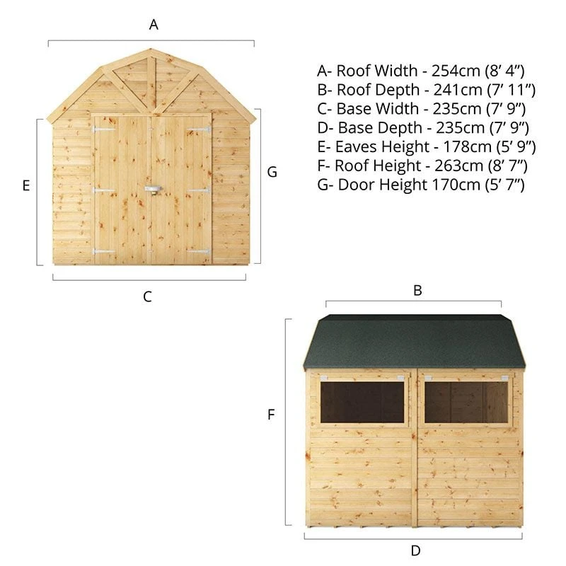 8' X 8' Mercia Shiplap Dutch Barn Shed (2.5m X 2.4m) 3 8' X 8' Mercia Shiplap Dutch Barn Shed (2.5m X 2.4m) - Image 3
