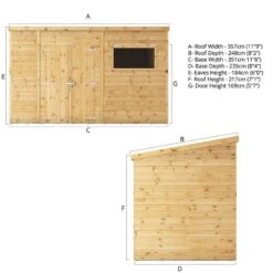 12' X 8' Mercia Shiplap Pent Shed (3.5m X 2.4m) -Halls || Lifetime || Keter Sales si 001 004 0132 12x8 pent shed drawing1 min