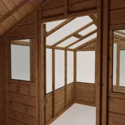 12'x6' (3.6x1.8m) Mercia Shiplap Wooden Apex Greenhouse Combi Shed -Halls || Lifetime || Keter Sales si 004 001 0026 12x6 mercia shiplap combi greenhouse feature1 min