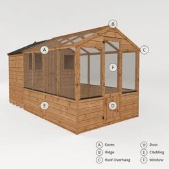 12'x6' (3.6x1.8m) Mercia Shiplap Wooden Apex Greenhouse Combi Shed -Halls || Lifetime || Keter Sales si 004 001 0026 12x6 mercia shiplap combi greenhouse feature4 min