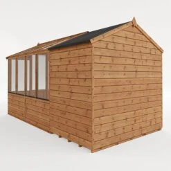 12'x6' (3.6x1.8m) Mercia Shiplap Wooden Apex Greenhouse Combi Shed -Halls || Lifetime || Keter Sales si 004 001 0026 12x6 mercia shiplap combi greenhouse render2 min