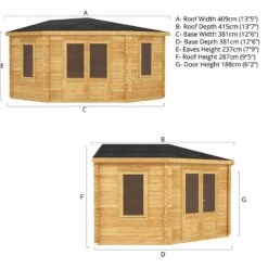 Mercia 4m X 4m Corner Log Cabin (34mm) - Double Glazed 13 Mercia 4m X 4m Corner Log Cabin (34mm) - Double Glazed -Halls || Lifetime || Keter Sales si 006 003 0084 4x4m corner cabin 34mm dg drawing1 min