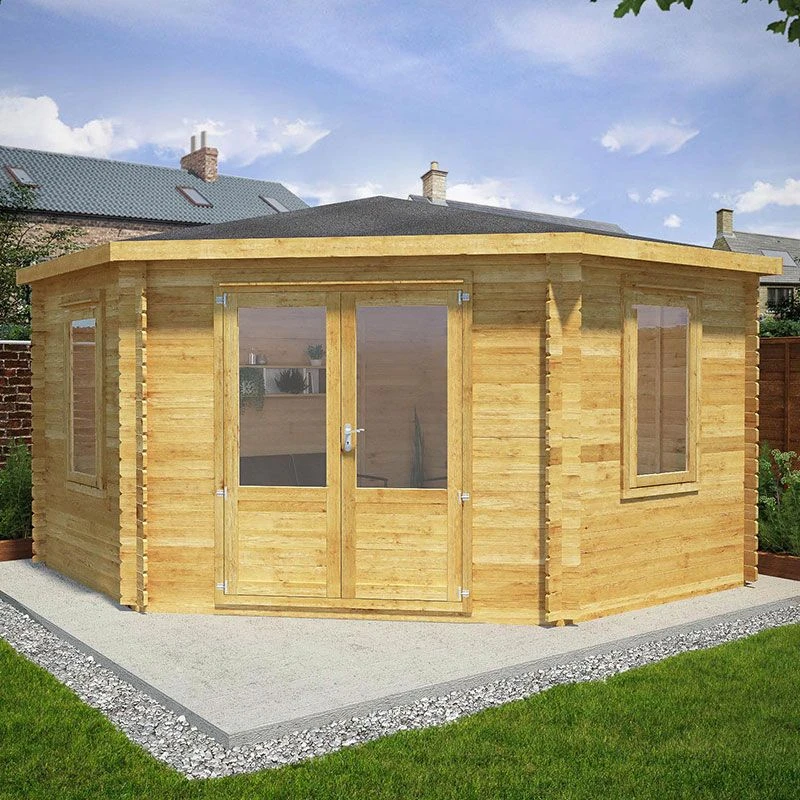 Mercia 4m X 4m Corner Log Cabin (34mm) - Double Glazed 1 Mercia 4m X 4m Corner Log Cabin (34mm) - Double Glazed