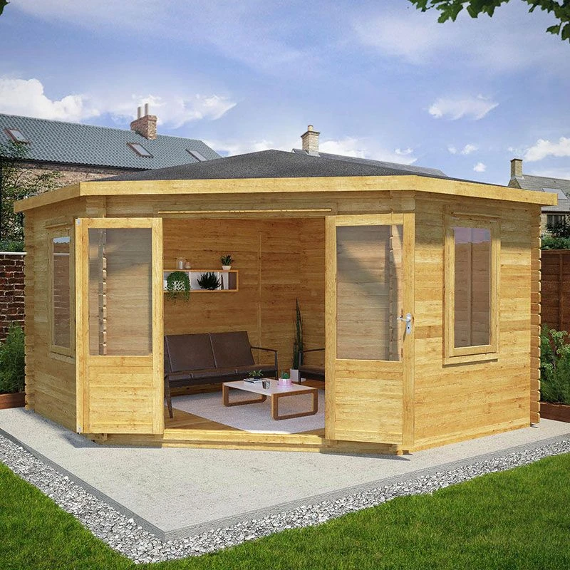 Mercia 4m X 4m Corner Log Cabin (34mm) - Double Glazed 2 Mercia 4m X 4m Corner Log Cabin (34mm) - Double Glazed - Image 2