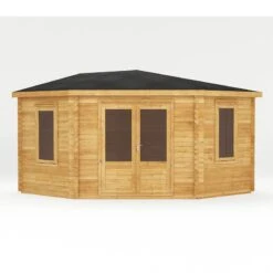 Mercia 4m X 4m Corner Log Cabin (34mm) - Double Glazed 17 Mercia 4m X 4m Corner Log Cabin (34mm) - Double Glazed -Halls || Lifetime || Keter Sales si 006 003 0084 4x4m corner cabin 34mm dg render1 min