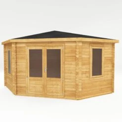 Mercia 4m X 4m Corner Log Cabin (34mm) - Double Glazed 18 Mercia 4m X 4m Corner Log Cabin (34mm) - Double Glazed -Halls || Lifetime || Keter Sales si 006 003 0084 4x4m corner cabin 34mm dg render2 min