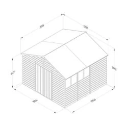 10' X 10' Forest Beckwood 25yr Guarantee Shiplap Pressure Treated Double Door Apex Wooden Shed (3.21m X 3.01m) -Halls || Lifetime || Keter Sales spa1010dd4wm line drawing 2023