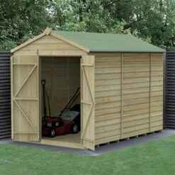 10' X 6' Forest Beckwood 25yr Guarantee Shiplap Pressure Treated Windowless Double Door Apex Wooden Shed (3.01m X 1.99m)
