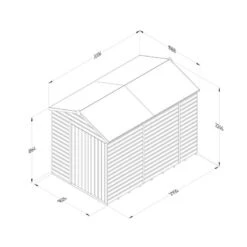 10' X 6' Forest Beckwood 25yr Guarantee Shiplap Pressure Treated Windowless Double Door Apex Wooden Shed (3.01m X 1.99m) -Halls || Lifetime || Keter Sales spa610ddnwm line drawing 2023