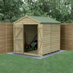 8' X 6' Forest Beckwood 25yr Guarantee Shiplap Pressure Treated Windowless Double Door Apex Wooden Shed (2.42m X 1.99m)