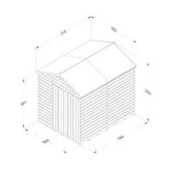 8' X 6' Forest Beckwood 25yr Guarantee Shiplap Pressure Treated Windowless Double Door Apex Wooden Shed (2.42m X 1.99m) -Halls || Lifetime || Keter Sales spa68ddnwm line drawing 2023