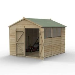 10' X 8' Forest Beckwood 25yr Guarantee Shiplap Pressure Treated Double Door Apex Wooden Shed (3.01m X 2.61m) -Halls || Lifetime || Keter Sales spa810dd4wm open 05.17.23
