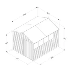 10' X 8' Forest Beckwood 25yr Guarantee Shiplap Pressure Treated Double Door Apex Wooden Shed (3.01m X 2.61m) -Halls || Lifetime || Keter Sales spa810dd4wm line drawing 2023