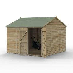 10' X 10' Forest Beckwood 25yr Guarantee Shiplap Pressure Treated Windowless Double Door Reverse Apex Wooden Shed (3.21m X 3.01m) -Halls || Lifetime || Keter Sales spr1010ddnwm open 05.24.23
