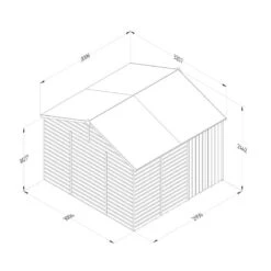 10' X 10' Forest Beckwood 25yr Guarantee Shiplap Pressure Treated Windowless Double Door Reverse Apex Wooden Shed (3.21m X 3.01m) -Halls || Lifetime || Keter Sales spr1010ddnwm line drawing 2023