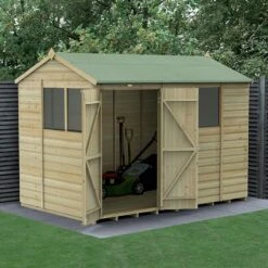 10' X 6' Forest Beckwood 25yr Guarantee Shiplap Pressure Treated Double Door Reverse Apex Wooden Shed (3.01m X 1.99m)