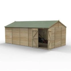 20' X 10' Forest Beckwood 25yr Guarantee Shiplap Pressure Treated Windowless Double Door Reverse Apex Wooden Shed (5.96m X 3.21m) -Halls || Lifetime || Keter Sales spr2010ddnwm open 05.24.23 1